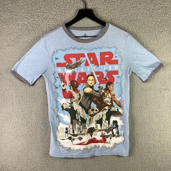 Star Wars Disney Graphic‎ T-Shirt Size Small Rey Finn Blue Men's Last Jedi Parks - Picture 4 of 12